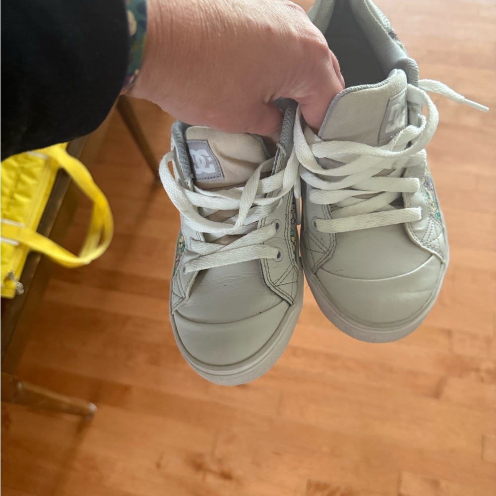 DC Kids White Sneakers with Pastel Floral Accents